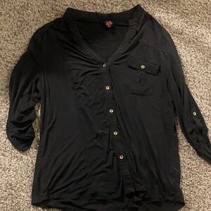 Women's Black Button-Up Top